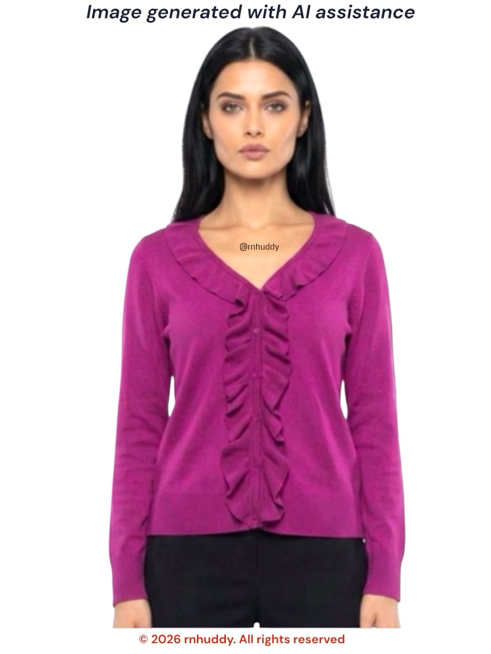 NWOT St.John Bay XL fuchsia ruffle cardigan